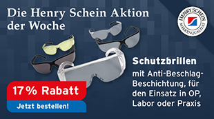 Die Henry Schein Aktion der Woche - Schutzbrillen; mit Anti-Beschlag-Beschichtung, für den Einsatz in OP, Labor oder Praxis